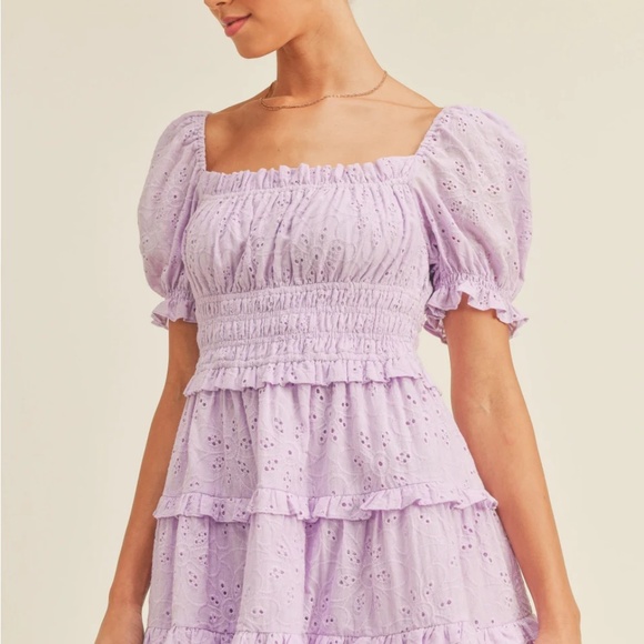 Kendall Puff Sleeve Eyelet Mini Dress - Picture 6 of 8